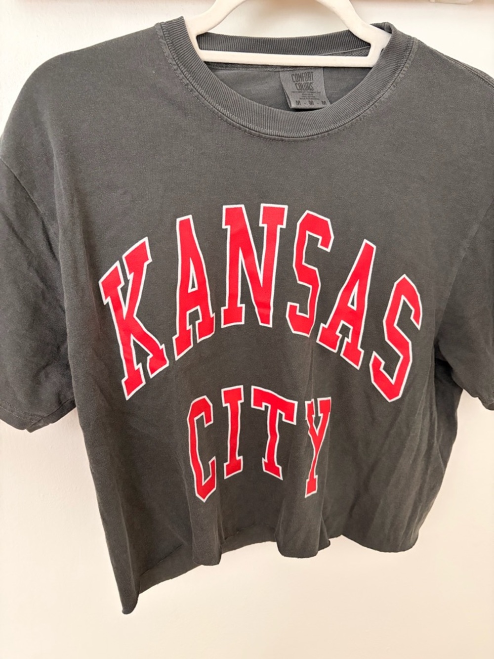 Comfort Colors Kansas City Short Sleeve Tee - Charcoal with Red Lettering